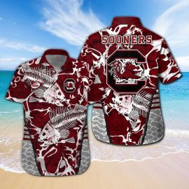South Carolina Gamecocks Fishing Short Sleeve Button Up Tropical Aloha Hawaiian Shirts