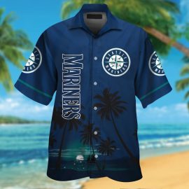 Seattle Mariners Short Sleeve Button Up Tropical Aloha Hawaiian Shirts MLB