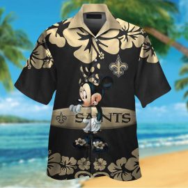 New Orleans Saints Minnie Mouse Short Sleeve Button Up Tropical Aloha Hawaiian Shirts NFL