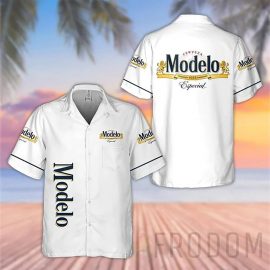Basic Printed White Modelo Hawaii Shirt Aloha Beach Holiday