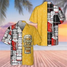 Drink More Budweiser Beer All Over Print 3D Hawaii Shirt Aloha Beach Holiday Shirt