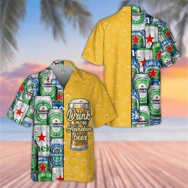 Drink More Heineken Beer All Over Print 3D Hawaii Shirt Aloha Beach Holiday Shirt