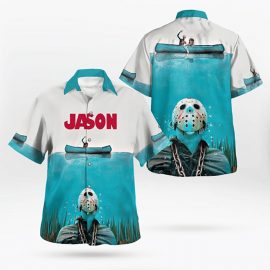 Jason Voorhees Sank Under The Sea 7K348 Short Sleeve Aloha Beach Hawaiian Shirt