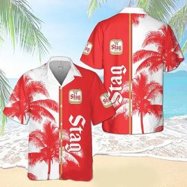 Stag Beer Palm Tree Hawaii Shirt Aloha Beach Holiday Graphic