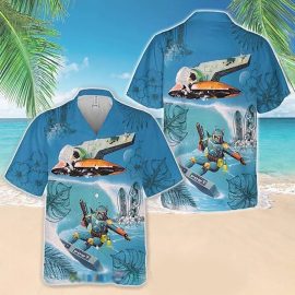 Star Wars Mandalorian Surfing Hawaii Shirt Aloha Beach Holiday Graphic