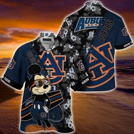 Auburn Tigers NCAA Summer Hawaii Shirt Aloha Beach Holiday Shirt Mickey And Floral Pattern