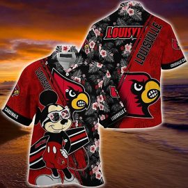 Louisville Cardinals NCAA Summer Hawaii Shirt Aloha Beach Holiday Shirt Mickey And Floral Pattern
