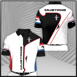 Gift For Him Gift For Husband Mustang Luxury Car Logo Fan Gift 3D All Over Print Polo Shirt D2