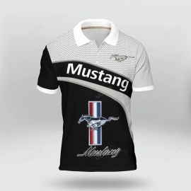Gift For Him Gift For Husband Mustang Luxury Car Logo Fan Gift 3D All Over Print Polo Shirt D1