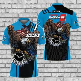 Gift For Him Gift For Husband Eagle Mazda MX5 Car Fan Gift 3D Polo Shirt