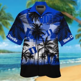 Gift Ideas 	Duke Blue Devils Tropical Short Sleeve Button Up Tropical Aloha Hawaiian Shirts For Men Women Shirt NCAA SR392