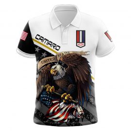 Gift For Husband Gift For Dad Chevrolet Camaro Eagle US Flag 3K678 Fan Gift 3D Polo Shirt