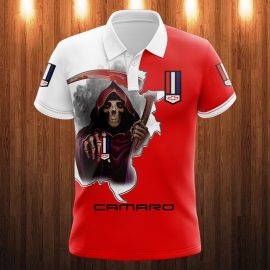 Gifts For Him Gift For Husband Gift For Dad Skull Chevrolet Camaro Sport Car 3K687 Fan Gift 3D Polo Shirt