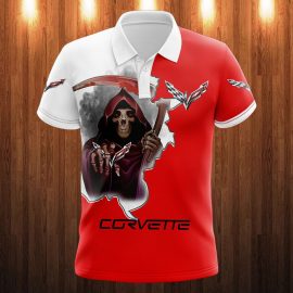 Gifts For Him Gift For Husband Gift For Dad Skull Chevrolet Corvette Sport Car 3K688 Fan Gift 3D Polo Shirt