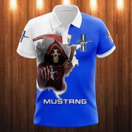 Gifts For Him Gift For Husband Gift For Dad Skull Ford Mustang Sport Car 3K689 Fan Gift 3D Polo Shirt