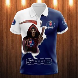 Gifts For Him Gift For Husband Gift For Dad Skull Saab AB Car 3K699 Fan Gift 3D Polo Shirt