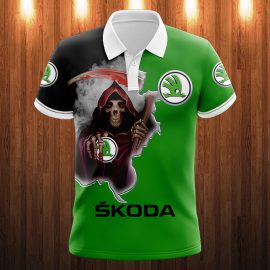 Gifts For Him Gift For Husband Gift For Dad Skull Skoda Auto Car 3K701 Fan Gift 3D Polo Shirt