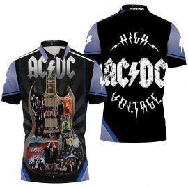 Gift Ideas Acdc All Album Cover Guitar Music Band Fan Gift 3D All Over Print Polo Shirt SR1764