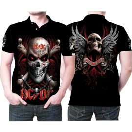 Gift Ideas Acdc Legend Rock Band Skull Wings Music Band Fan Gift 3D All Over Print Polo Shirt SR1755