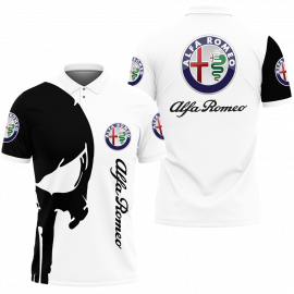 Gift Ideas Skull Alfa Romeo Car  Fan Gift 3D All Over Print Polo Shirt II0 SR1573