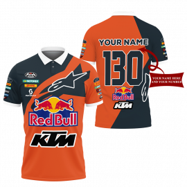 Gift Ideas Custom Name And Number Red Bull KTM Racing Team Fan Gift 3D All Over Print Polo Shirt II0 SR1560