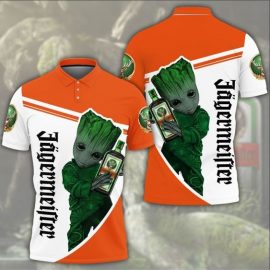 Gift Ideas Groot Jagermeister Whiskey logo Fan Gift 3D All Over Print Polo Shirt II0 SR1496