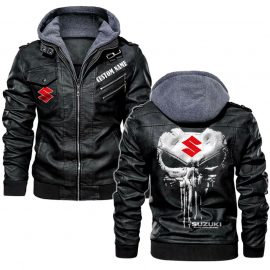 Custom Name Punisher Skull Suzuki Personalized Leather Jacket Warm Jacket Winter Outer Wear
