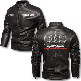 Audi Quattro Personalized Stand Collar Leather Jacket Warm Jacket Winter Outer Wear