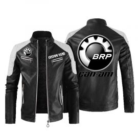 Can Am motorcycles Personalized Leather Bomber Warm Jacket Winter Outer Wear