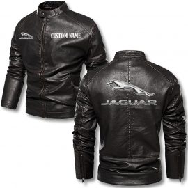 Jaguar Cars Personalized Stand Collar Leather Jacket Warm Jacket Winter Outer Wear