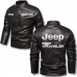 Jeep wrangler Perseonalized Stand Collar Leather Jacket Warm Jacket Winter Outer Wear