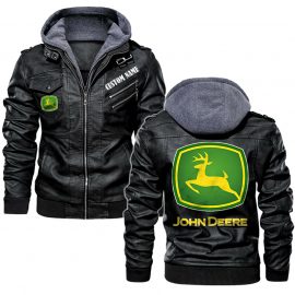 John Deere Personalized Leather Jacket Warm Jacket Winter Outer Wear