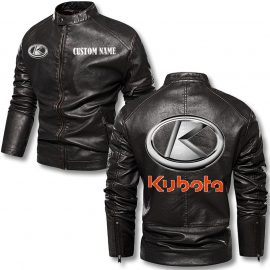 Kubota Personalized Stand Collar Leather Jacket Warm Jacket Winter Outer Wear