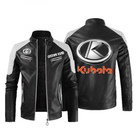 Kubota Personalized Leather Bomber Warm Jacket Winter Outer Wear