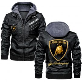 Lamborghini Personalized Leather Jacket Warm Jacket Winter Outer Wear