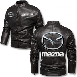 Mazda Personalized Stand Collar Leather Jacket Warm Jacket Winter Outer Wear