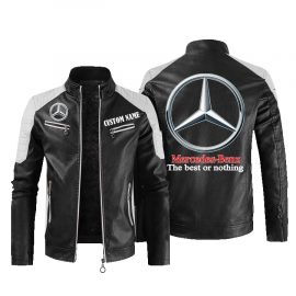 Mercedes Benz Personalized Leather Bomber Warm Jacket Winter Outer Wear