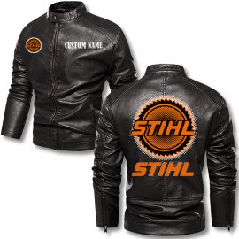 Stihl Perseonalized Stand Collar Leather Jacket Warm Jacket Winter Outer Wear