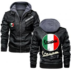 Vespa Personalized Leather Jacket Warm Jacket Winter Outer Wear
