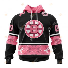 Boston Jersey Bruins Breast Cancer Awareness Month Support Pink Personalized Zip Up D1