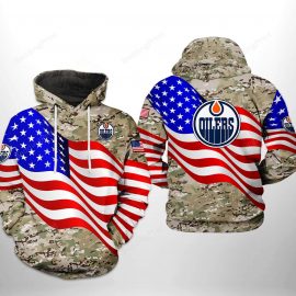 Edmonton Jersey Oilers US FLag Camo Veteran Pullover Jersey Zip Up Jersey EO12