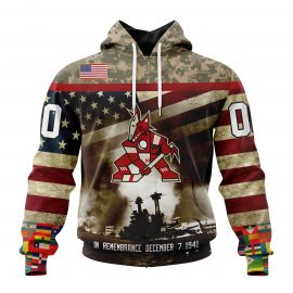 Custom Arizona Coyotes Specialized Remember Pearl Harbor Zip Up D8