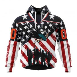 Custom San Jose Jersey Sharks Specialized For Honor US Military Zip Up D3