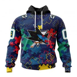 Personalized San Jose Jersey Sharks Specialized Fearless Against Autism Zip Up D30