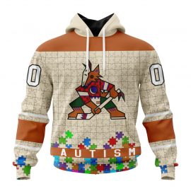 Customized Arizona Coyotes Fights Against Autism Zip Up D9