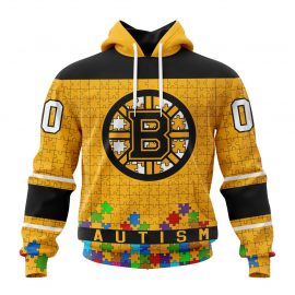 Customized Boston Jersey Bruins Fights Against Autism Zip Up D9