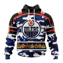 Personalized Edmonton Jersey Oilers With Camo Team Color And Military Force Logo Zip Up D41