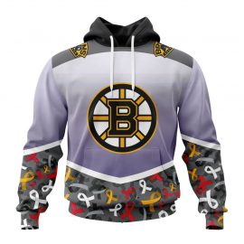 Personalized Boston Jersey Bruins Specialized Sport Fights Again All Cancer Zip Up D39