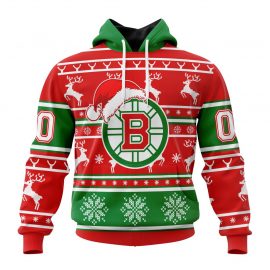 Custom Boston Jersey Bruins Specialized Christmas Is Coming Santa Claus Zip Up D7