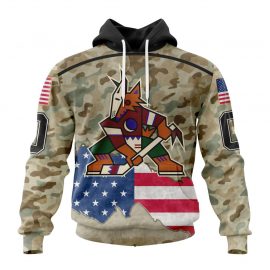 Custom Arizona Coyotes Specialized For United State With Camo Color Zip Up D5